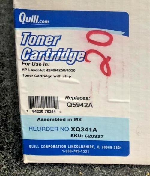 Quill 5942A Black Toner Cartridge For HP LaserJet 4240/4250/4350 With Chip - Image 3 of 4