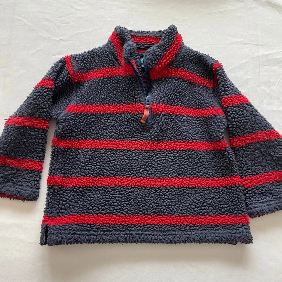 Мини Boden темно-красный в полоску шерпа пуловер размер 5-6 - Изображение 2 из 4