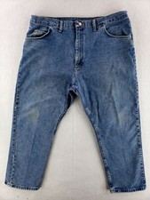Vintage Wrangler 42x30 Blue Jeans Classic Heavy Denim Stone Wash Faded Work