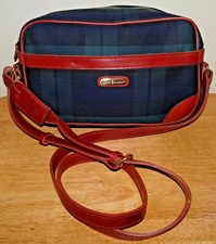 Polo Ralph Lauren Vtg Navy/hunter Blackwatch Tartan Plaid Crossbody Leather Bag 