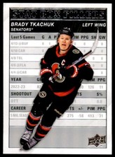 Brady Tkachuk 2023-24 Upper Deck Series 1 Stat Box Fillers RC #SB-17 Ottawa