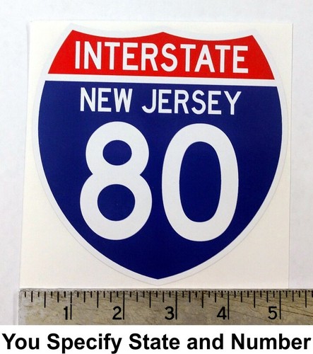 Interstate Highway Route Sign STICKER - Custom just for you! 5"x5" - 第 1/1 張圖片