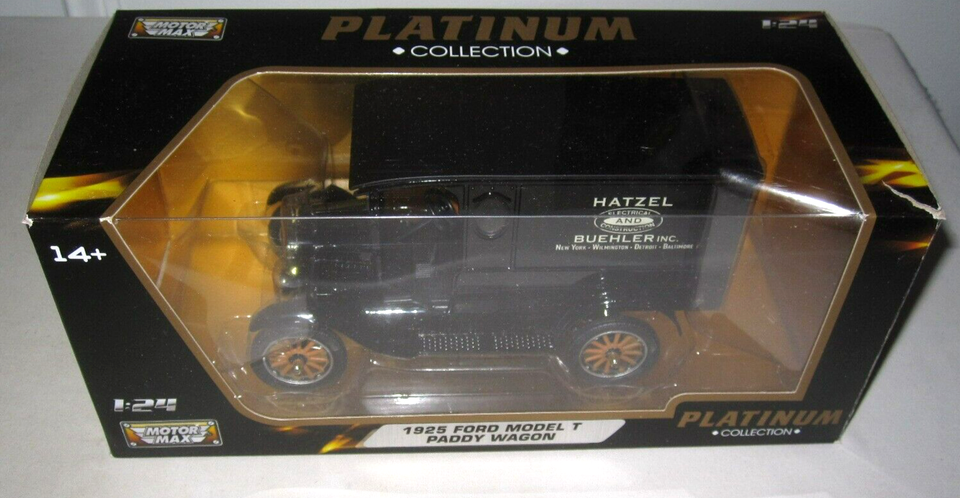 1925 FORD MODEL T PADDY WAGON BLACK 1/24 DIECAST MODEL CAR BY