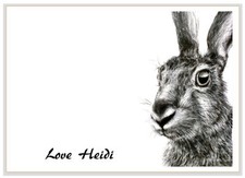 ncd 10 Personalised NOTE CARDS & envs, writing paper message, Hare rabbit celtic