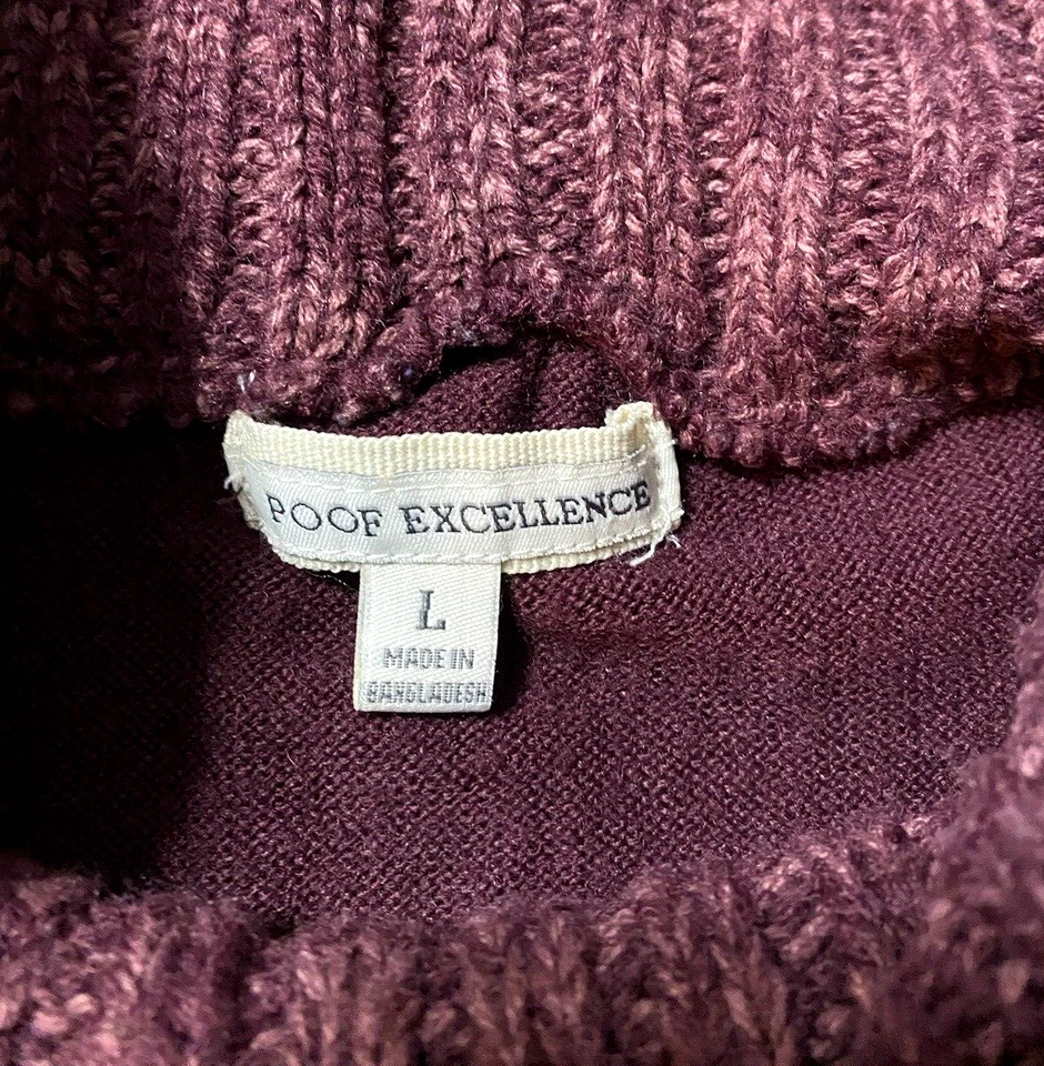 Suéter ligero manga gorra malva Poof Excellence con capucha cuello alto talla L Foto 2 de 2