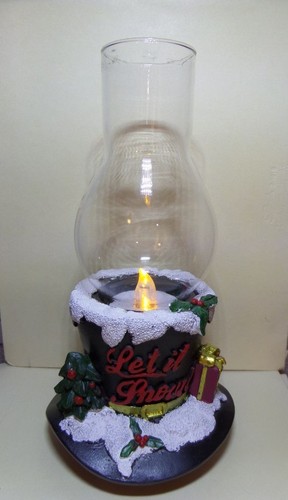 Lighted Holiday Black Top Hat Candle Holder Christmas Table Décor Centerpiece - Picture 2 of 7