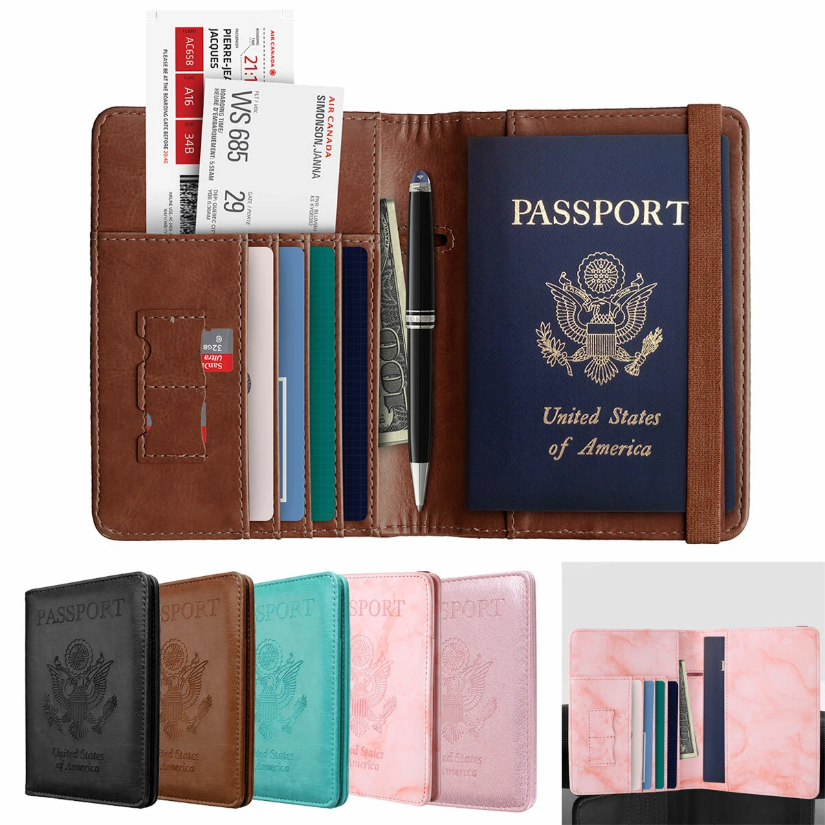 Passport Holder Leather Travel Wallet - RFID Blocking