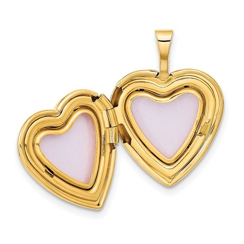Real 14K Yellow Gold 16mm with Enamel Floral Cross Heart Locket; Women & Men - Picture 5 of 7