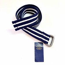 Polo Ralph Lauren Boys D Ring Belt Canvas Navy  White Stripe Preppy 33  