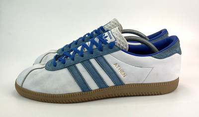 Adidas Athen Herren Sportschuhe weiß und blau Gummi Turnschuhe UK 10