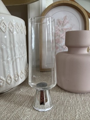 Threshold Target Champagne Flute Glass Silver Faceted Pedestal Bottom Fancy NWT