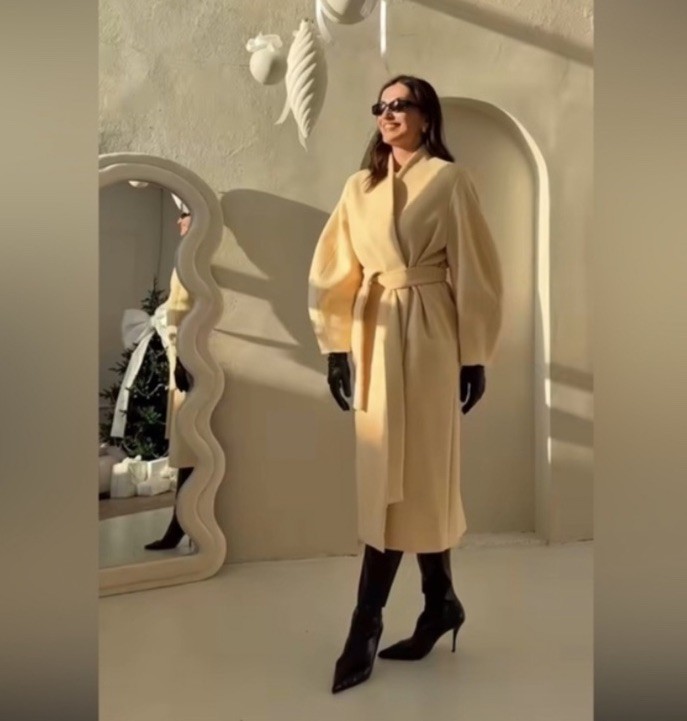 ZARA WOMAN ZW COLLECTION OVERSIZED WOOL BLEND LONG COAT , VANILLA , Sz S  thumbnail 13