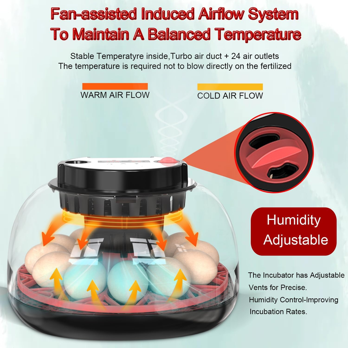 Incubators for Hatching Eggs,12 Egg Incubator with Automatic Egg