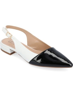 JOURNEE COLLECTION Womens White Mixed Media Bertie Toe Block Heel Slingback 6.5