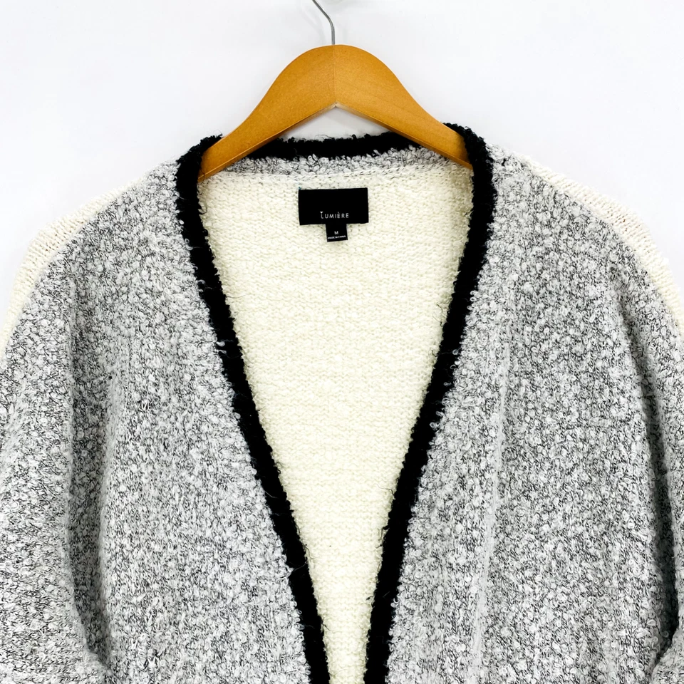 Cárdigan para mujer LUMIERE talla mediana gris frente abierto Foto 2 de 4