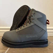 Simms Tributary Wading Boots Men's 10 Gray Lace Up 12mm Felt Sole Fishing Shoes