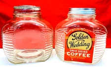 Golden Wedding Coffee Clear Glass Jar Marshall Food Marshalltown, Iowa 1lb x 2