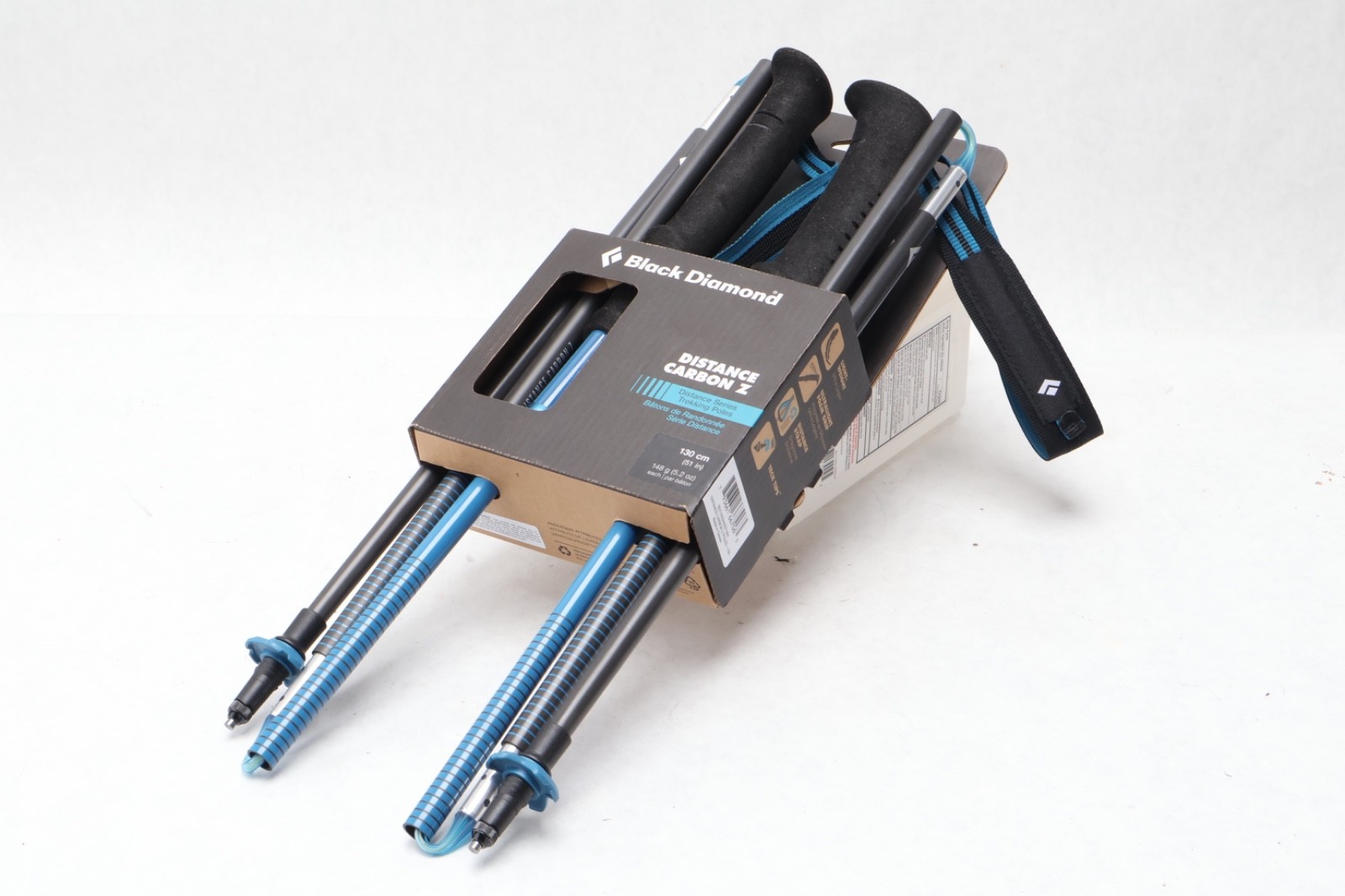 Nuevo par de bastones de trekking Black Diamond Distance carbono Z, 130 cm/148 g
