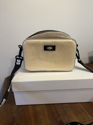 UGG Women s Clear/Beige Zip Crossbody Bag w/ Black Logo Strap, Dust Bag