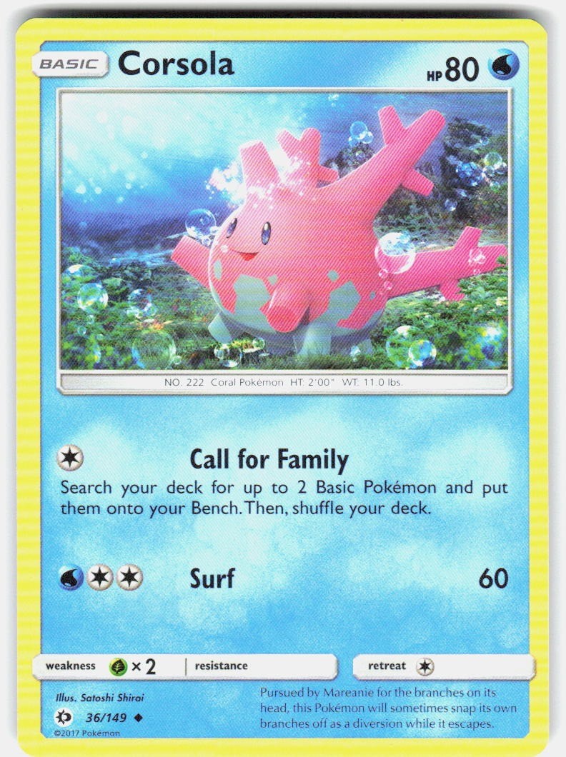 Pokemon Corsola SM Base Set #36/149 LP