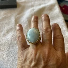 Vintage GSJ Signed 925 Sterling Silver Gold Natural Stone Ring Size 9