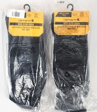 LOT OF 2 Carhartt Heavyweight Wool Blend Boot Sock Black MENS X-LARGE (12-14.5)