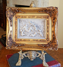 Picture gold frame relief moulded marble CHERUB panel Baroque italy