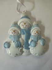 Personalized Snowman Family Of 3 Christmas Tree Ornaments