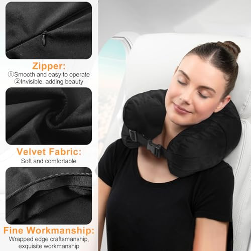 Travel Pillow for Extra Luggage,Stuffable Neck Pillow for Travel,Soft Velvet