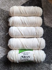 Lot Of 5 Skiens Vintage Irish Twist Mary Maxim Natural White Yarn Made in USA