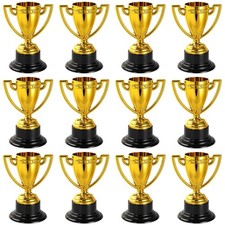 12 Pcs Mini Trophies Bulk for Kids, Plastic Gold Small Trophy Cups for Sports...