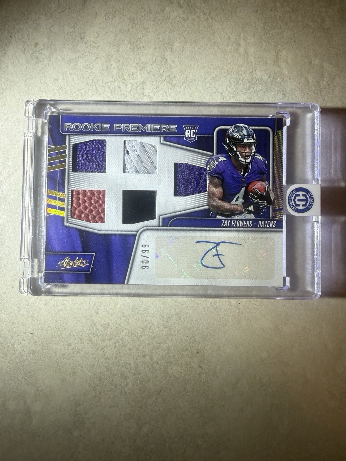 Zay Flowers Panini Absolute Rookie Premiere Materials Autographs Quad #RPMAZF Base
