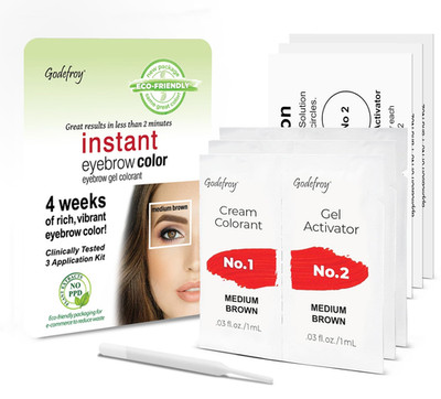 Fast Acting Temporary Instant Brow Color, 3 Applications per Package, Salon Qual