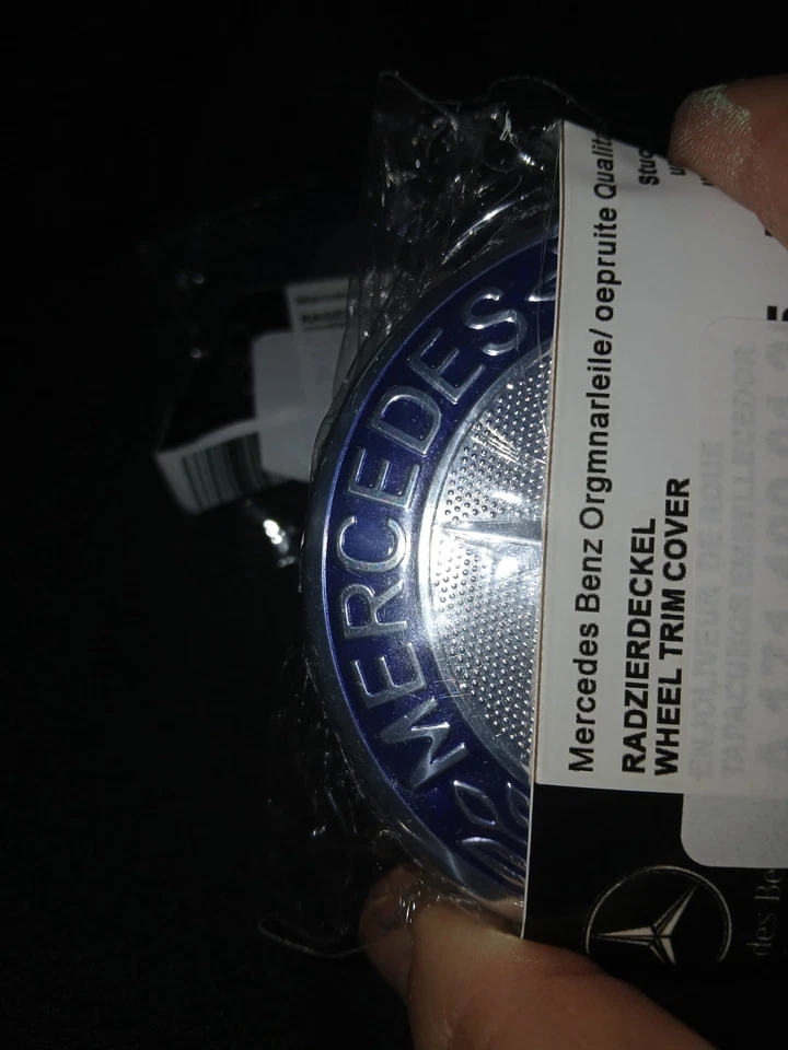 Juego de 4 tapacubos originales Mercedes Benz azul real para llantas de aleación nuevos Foto 3 de 4