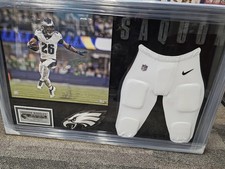 Saquon Barkley Eagles Signed 16x20 Photo w/Game Used Pants Super Bowl Season