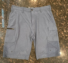 Iron Co Mens Cargo Shorts Size 34 Blue Stretch Polyester Zipper Pockets Golf