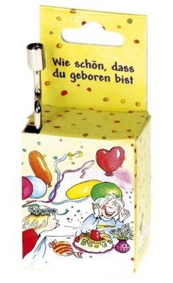 Spieluhr Wie schön dass du geboren bist (Zuckowski) Motiv Kindergeburtstag