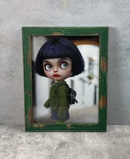 Blythe Doll Photograph Professionally Framed 10.5x13" Black Bob Green Eyes OOAK