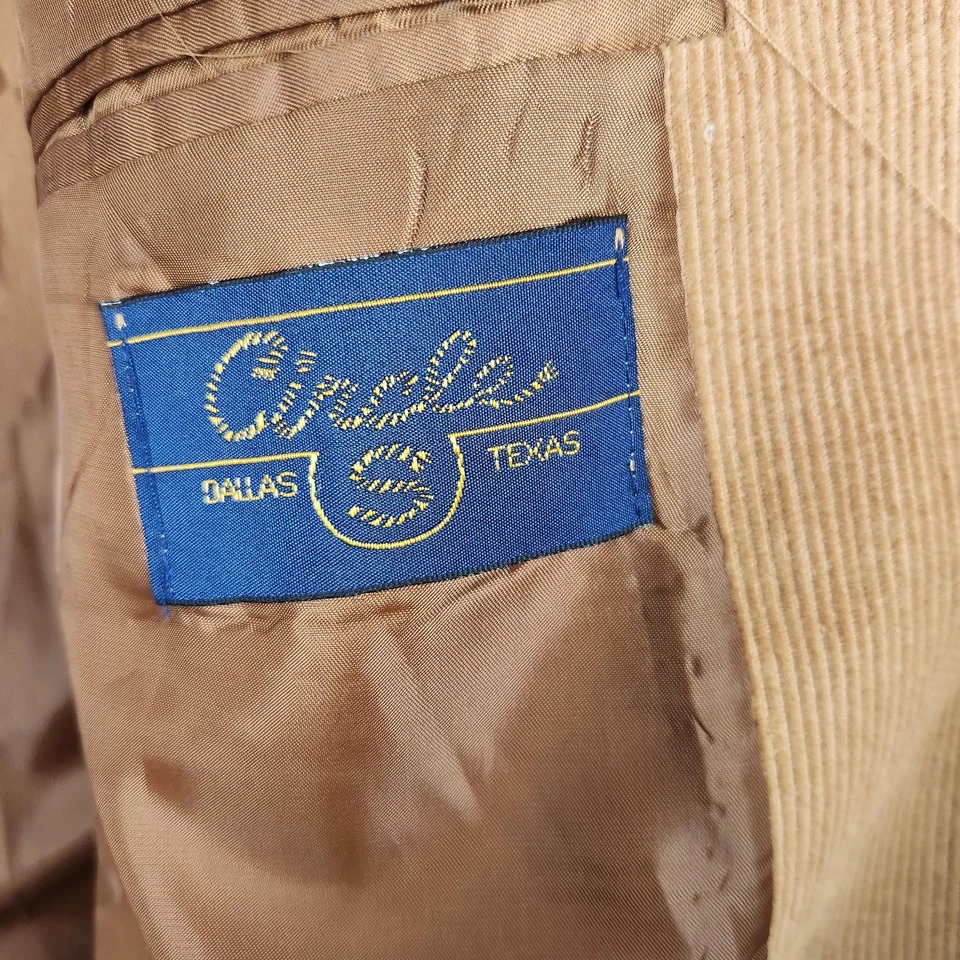 Blazer Circle S Para Hombres 50L Tostado Pana Western Abrigo Deportivo Gamuza Codo Parche Retro Foto 4 de 4