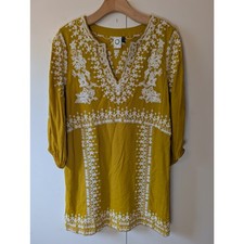 Anthropology Akemi  Kin Shiloh Yellow Embroidered Dress