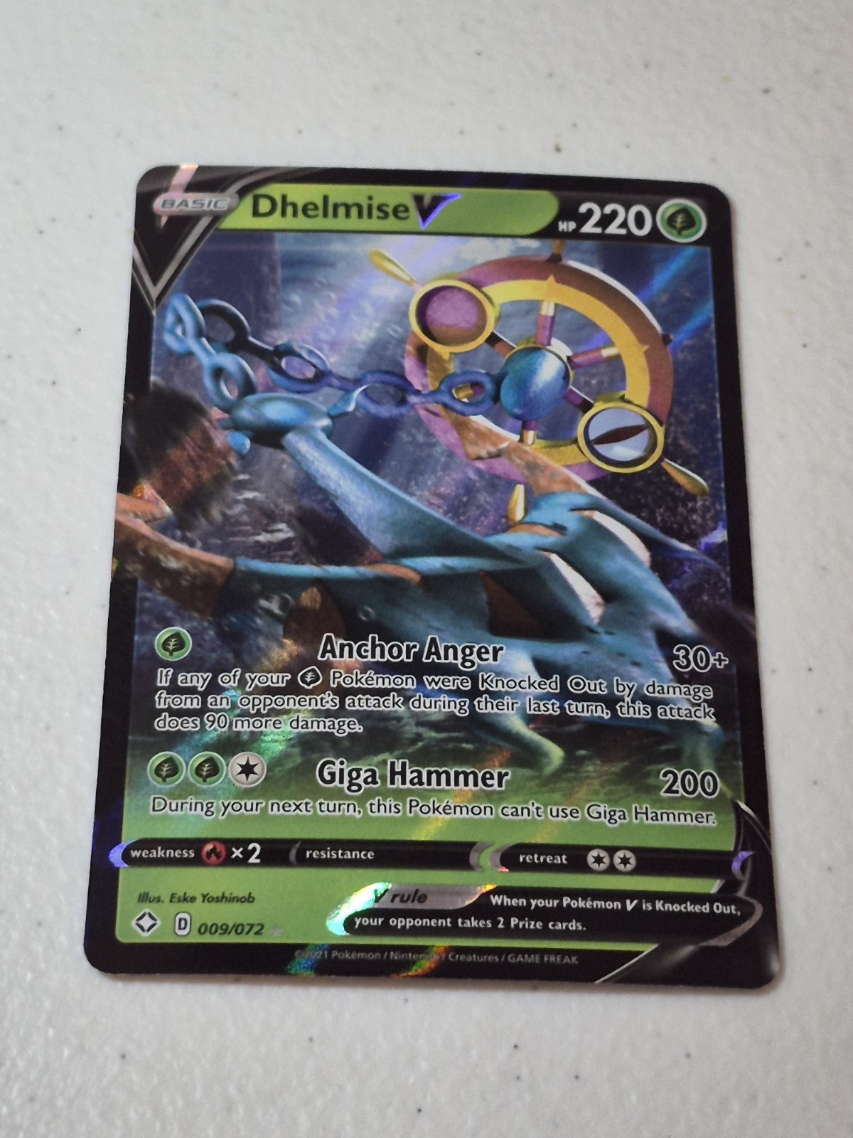 Dhelmise V Sword & Shield Shining Fates 009/202 Rare Holo Pokémon TCG