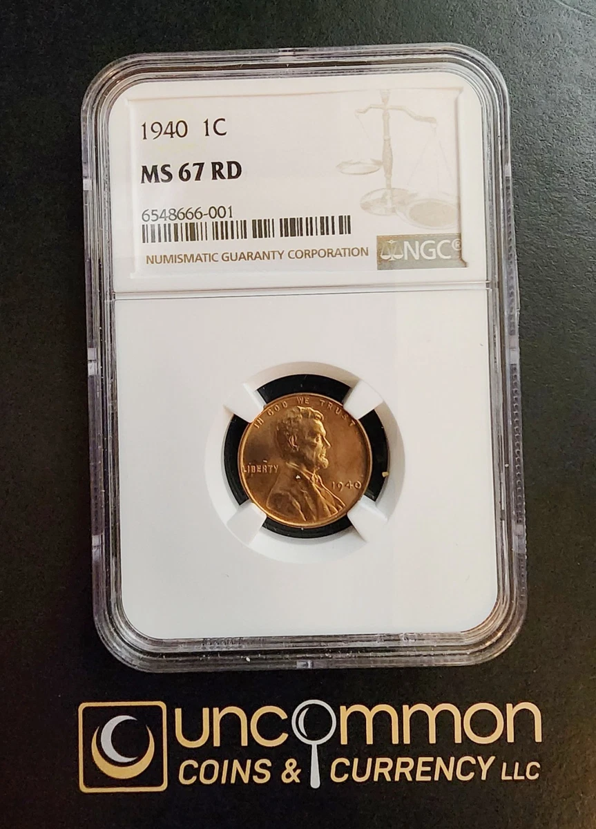 MS 67 Graded 1940 Year Lincoln Wheat US Small Cents (1909-1958