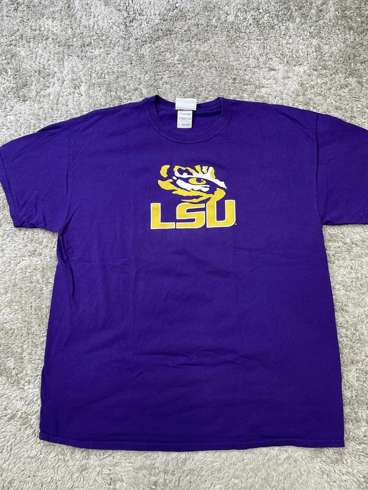 Рубашка мужская LSU Tigers размер XL фиолетовая NCAA колледж футбол величественный хлопок футболка - Изображение 2 из 4