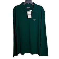 Barbour Original Sports TailoredFit LongSleeve Piqu  Polo Shirt Evergreen XL 90
