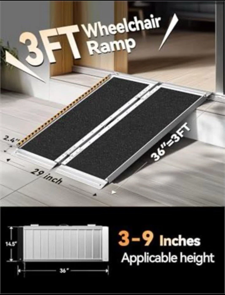 FACHNUO 3英尺便携式轮椅坡道 — 第 2/3 张图片