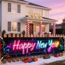 Happy New Year Party Banner,Happy New Year Banner for Indoor Outdoor Home Garden