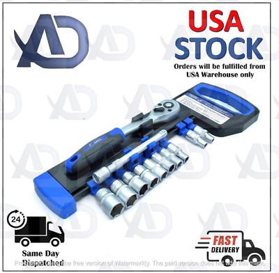 Set of 12 Pcs Heavy Duty 1/4'' Inch Drive Extendable Ratchet socket wrench set