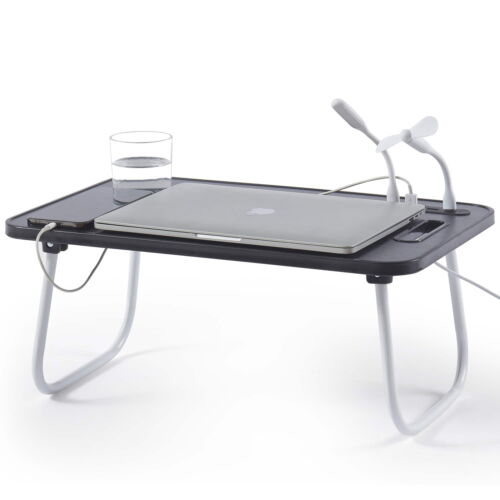 Foldable Lap Desk with USB Ports, Portable & Lightweight Laptop Desk