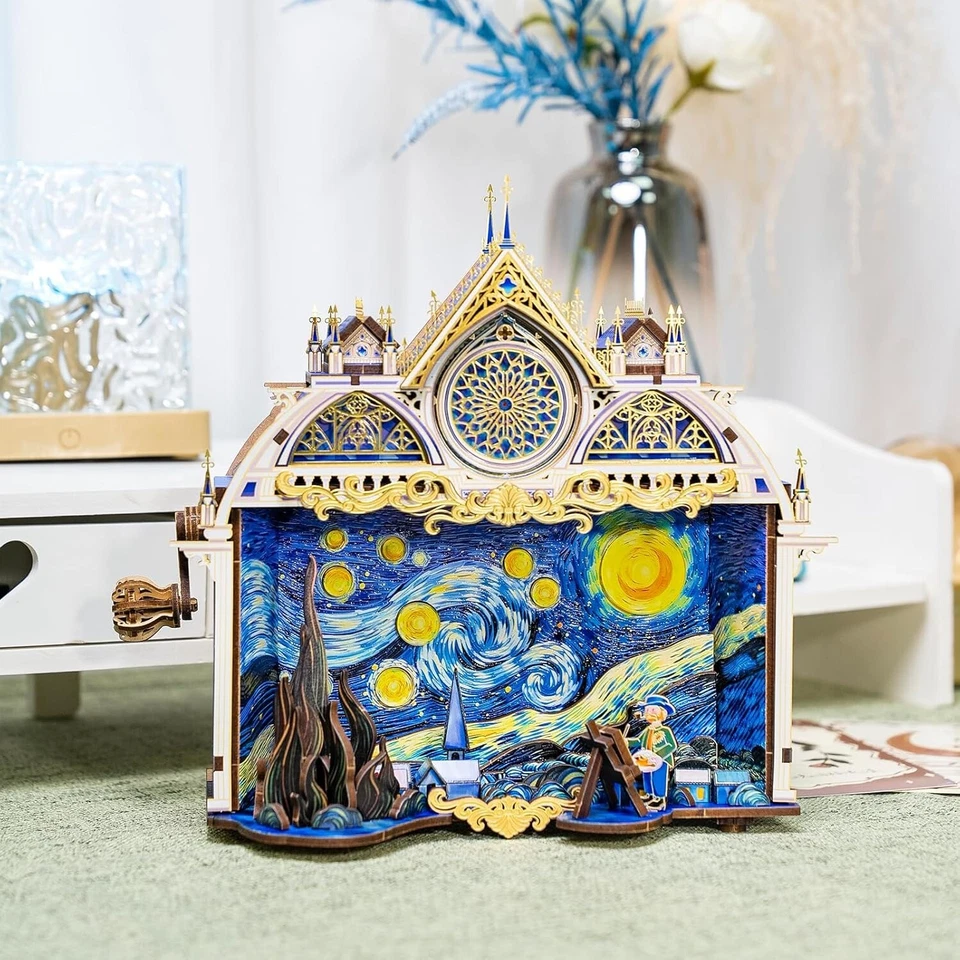 Rompecabezas de metal 3D para adultos La noche estrellada Van Gogh's manualidades trabajo modelos kits Foto 3 de 4