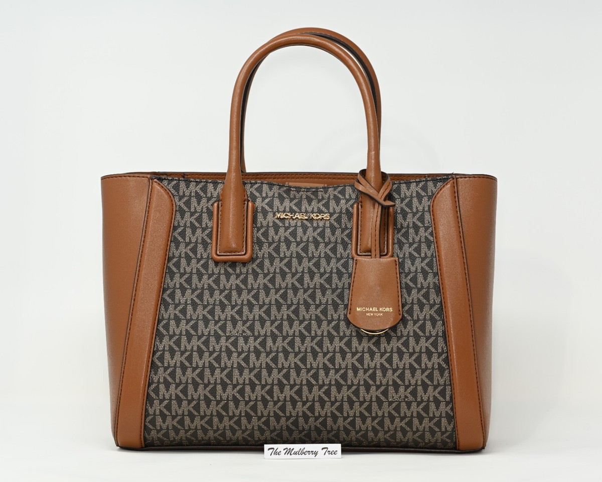 カバン・Michael Kors Michael Kors Kali Medium Satchel with iPad Case Brown Gold